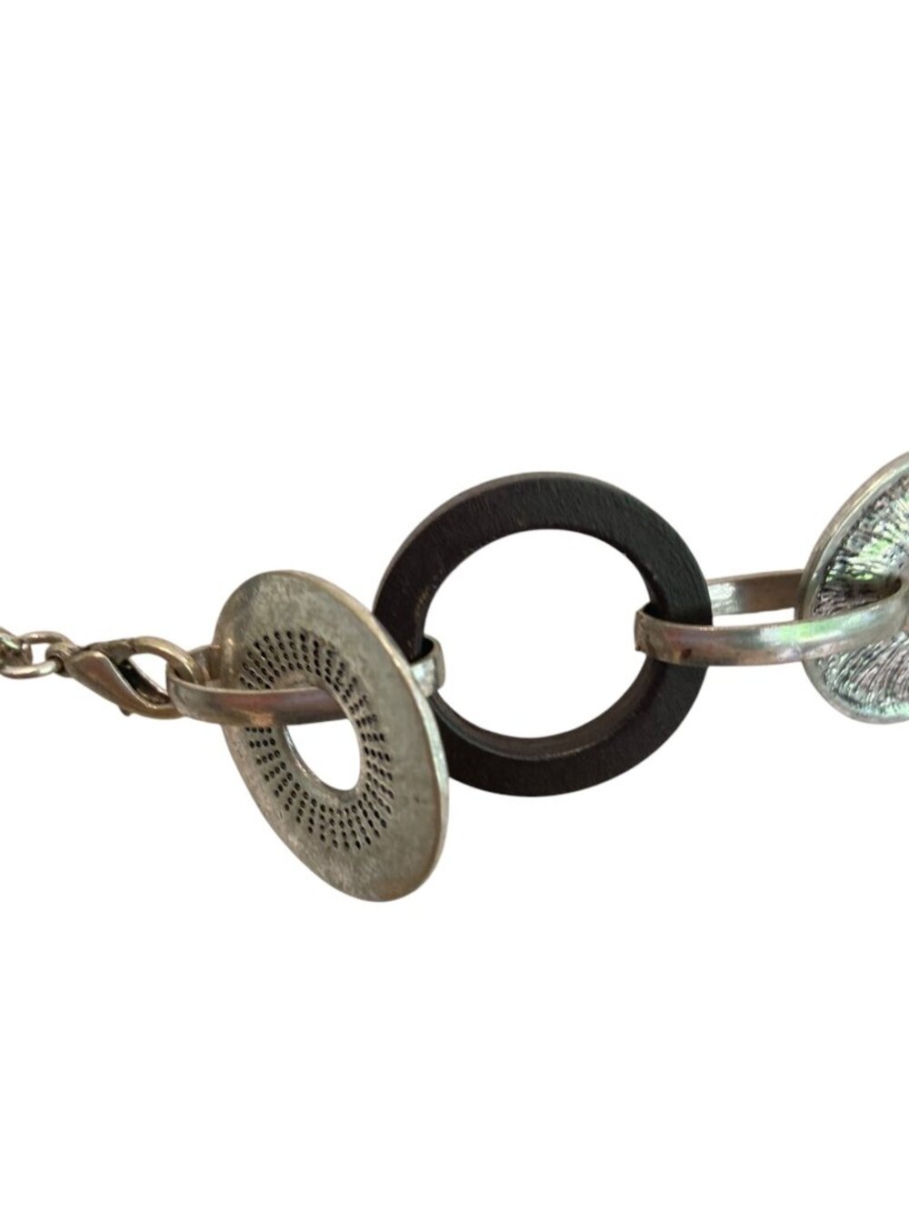 Silver & balck,  dark brown Circle Link Adjustable Chain Belt heavy metal brown - Picture 8 of 16